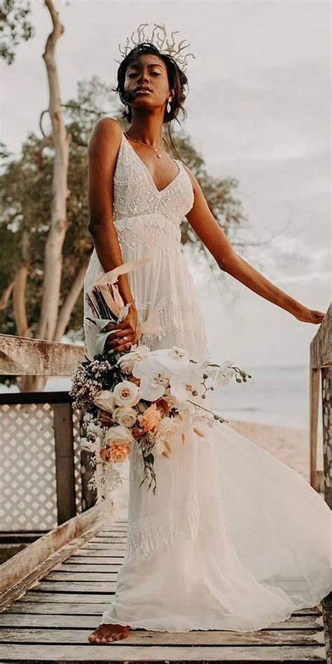 Add a pair of cool ankle. 30 Wonderful Beach Wedding Dresses For Hot Weather | Beach ...