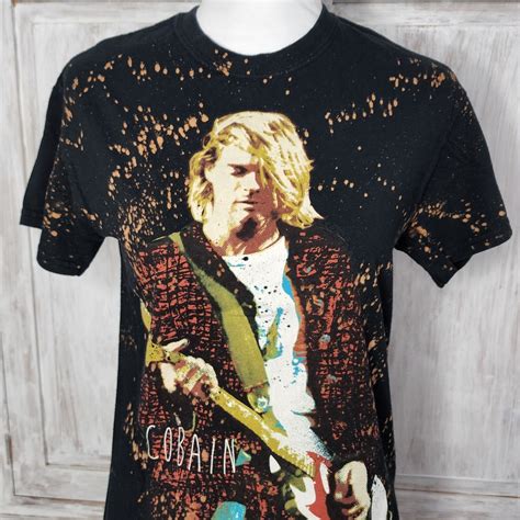 Kurt Cobain Bleach Distressed T Shirt Playing Guitar Gem