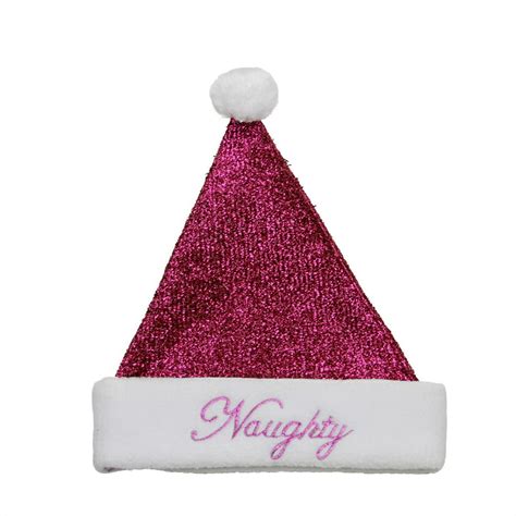 14 Sparkling Metallic Pink Naughty Christmas Santa Hat Medium