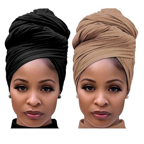 Buy Harewom 2pcs African Head Wraps For Black Women With Natural Hair Stretch Turban Hair Wraps