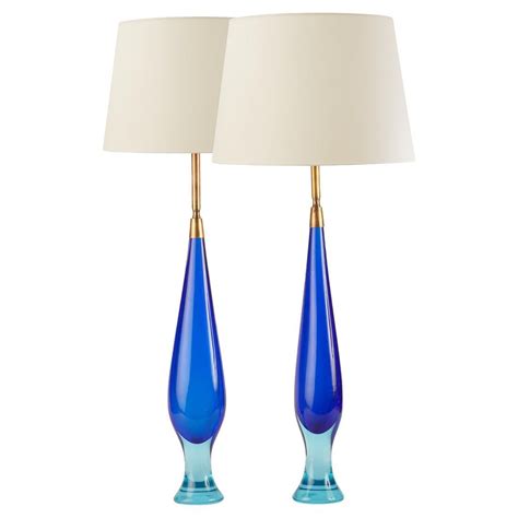 Mid Century Modern Murano Glass Table Lamps In Champagne Color At 1stdibs