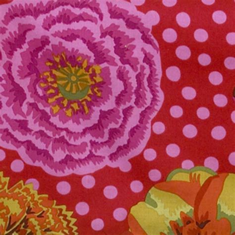 Tula Red Background W Pink Dot Flower Print Fabric 3yds With Images
