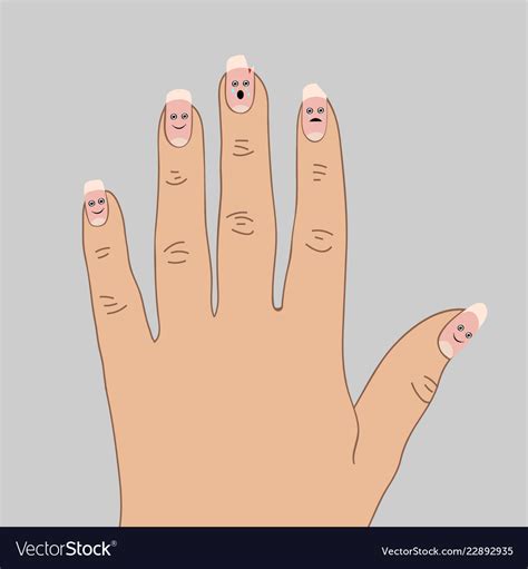 Two Broken Nails On Hand Cartoon Royalty Free Vector Image