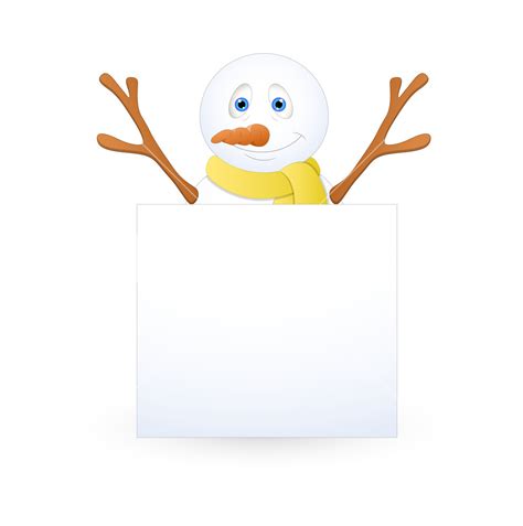 Happy Snowman With Blank Banner Royalty Free Stock Image Storyblocks