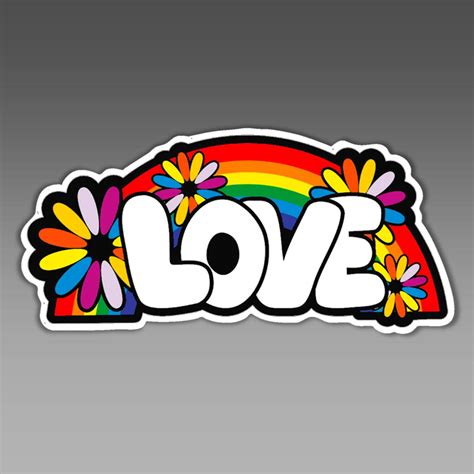 Hippie Love Rainbow Flower Child Hippy Funny Sticker For Etsy