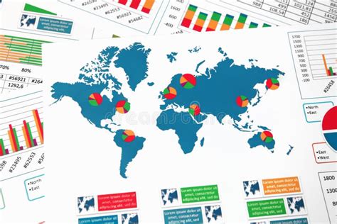 World Map With Charts Graphs And Diagrams Stock Photo Image Of
