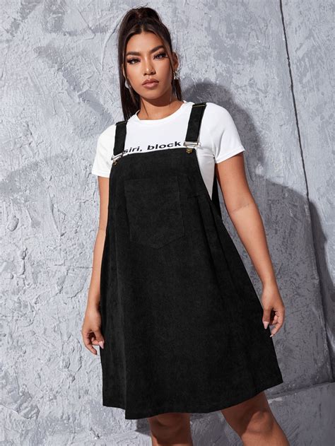 Plus Solid A Line Pinafore Dress In 2022 Overall Dress Grey Fashion Lantern Sleeve Dress