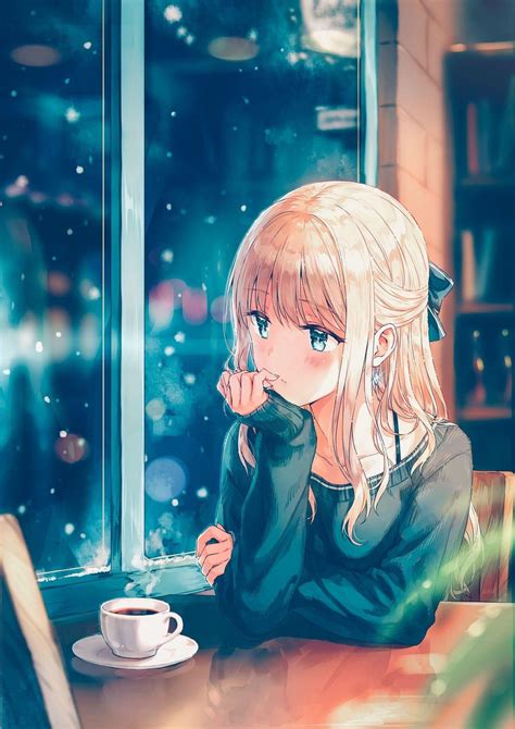 Drinking Coffee Anime Girl Wallpapers Wallpaper Cave