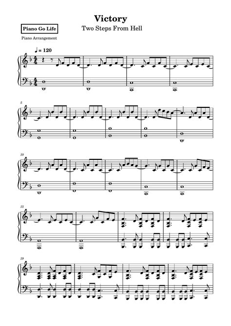 Two Steps From Hell Victory Sheets By Piano Go Life
