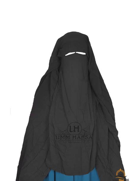 Three Layer Niqab Cape Flap1m25 Black Long Size Niqab Sitar Flap
