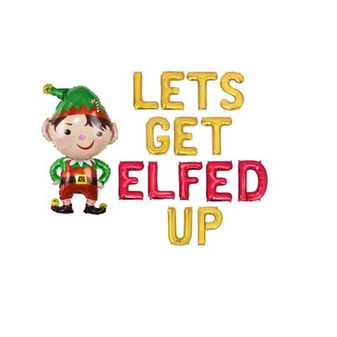 lets get elfed up balloon banner christmas party decorations etsy