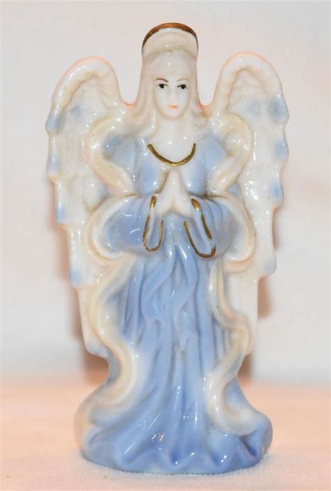 Vintage Ceramic Angel In Pale Blue Praying Ceramic Angels Vintage