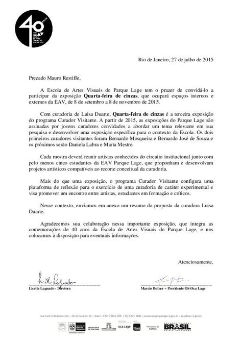 Carta Convite à Mauro Restiffe Para Participar Da Exposição ‘quarta
