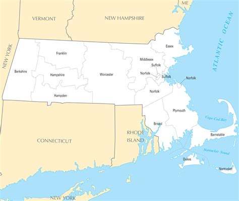 Massachusetts County Map •