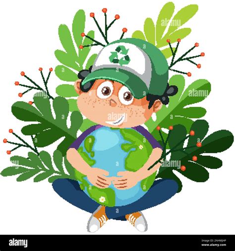 World Earth Day Concept With A Boy Hugging Earth Globe Illustration