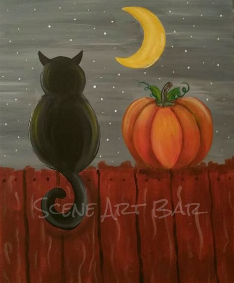 Step By Step Beginners Childrens Acrylic Painting Black Cat On Fence