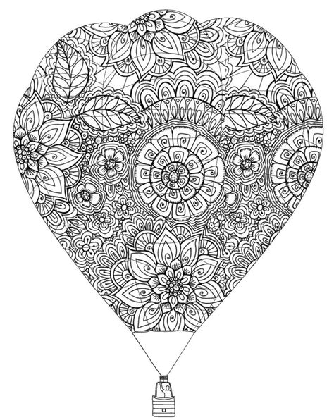 Adult Coloring Pages: Hot Air Balloon 3 | Hot air balloon drawing, Adult coloring pages