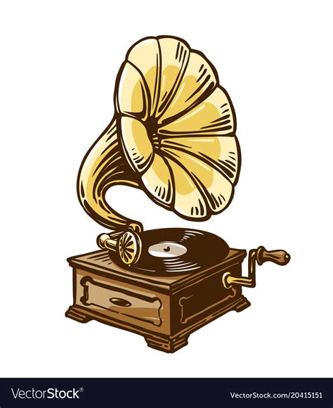 Vintage Phonograph Gramophone Sketch Royalty Free Vector