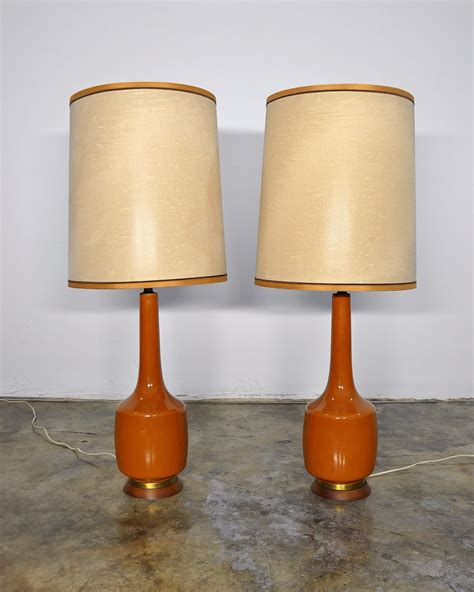 Select Modern Pair Of Large Danish Modern Ceramic Table Lamps