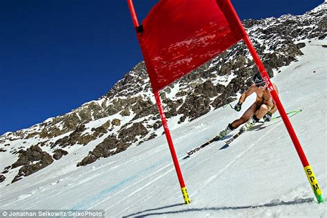 Brave Ski Racers Are Pictured Hurtling Down Snowy Slopes Completely Naked Daily Mail Online