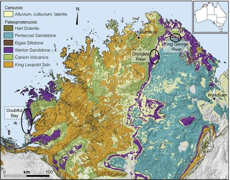 Geological Map Of Western Australias Kimberley With Sampling Areas
