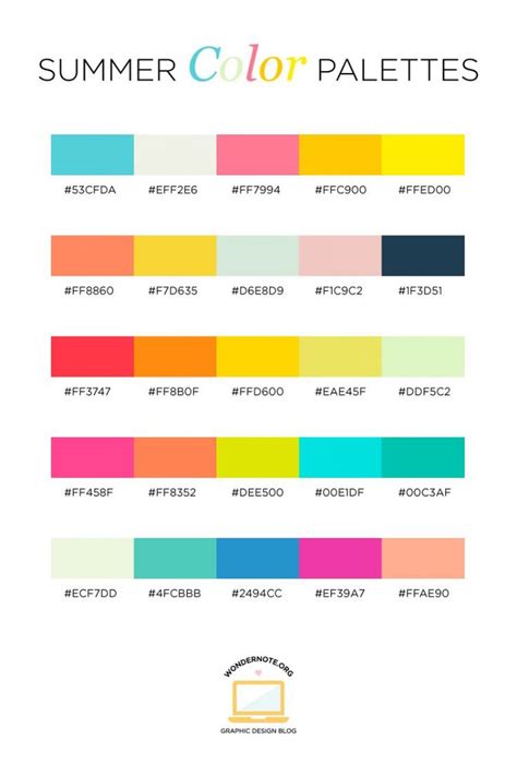 Color Palettes For Web Digital Blog Graphic Design With Hexadecimal