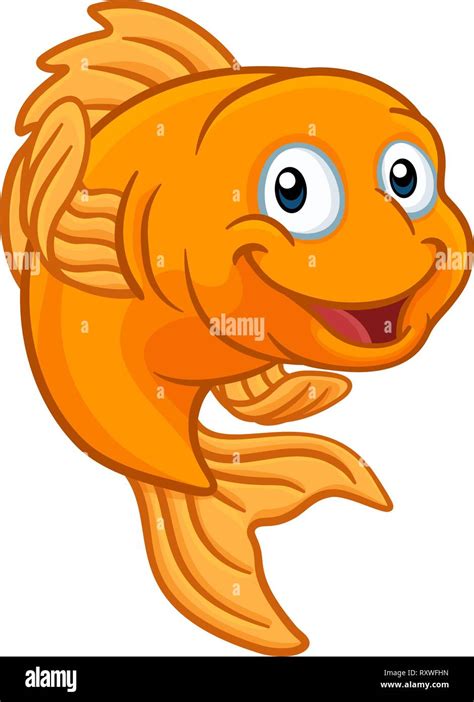 Pez Dorado O Goldfish Personaje De Dibujos Animados Imagen Vector De