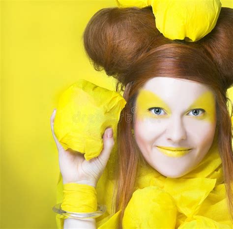 Girl In Yellow Stock Image Image Of Hair Glamour Happy 40026329