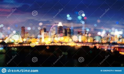 Blurred Lights Of A City Skyscrapers At Night Stock Image Image Of