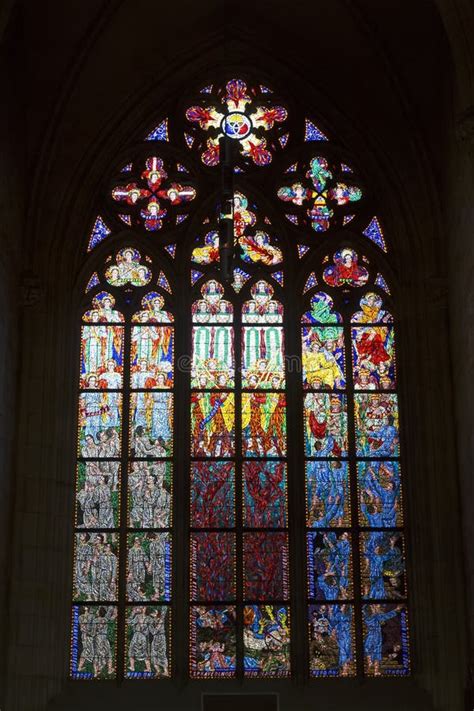 Stained Glass Window Of St Vitus Cathedral In Prague Castle Prague