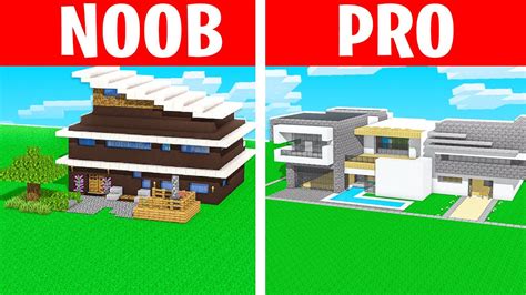 Noob Vs Pro House Challenge Minecraft Build Off Youtube