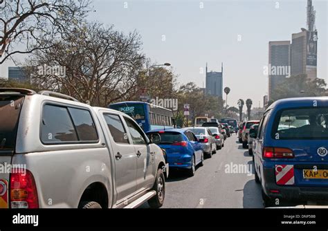Heavy Morning Traffic On Kenyatta Avenue Nairobi Kenya With Post Office