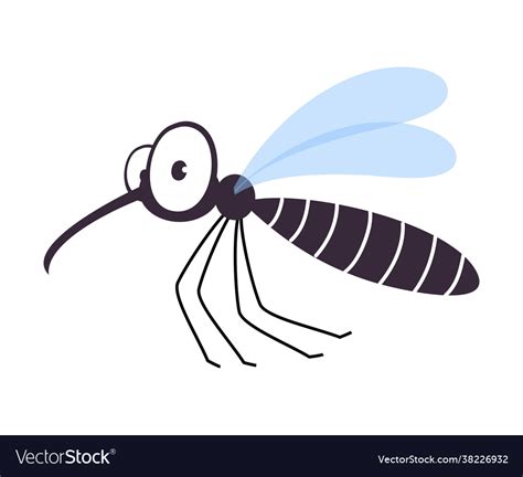 Cute Funny Mosquito Insect Lovely Colorful Vector Image