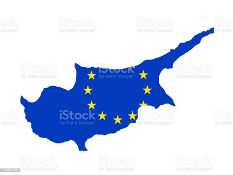 Cypern Karta Med Europeiska Unionens Flagga Vektorgrafik Och Fler