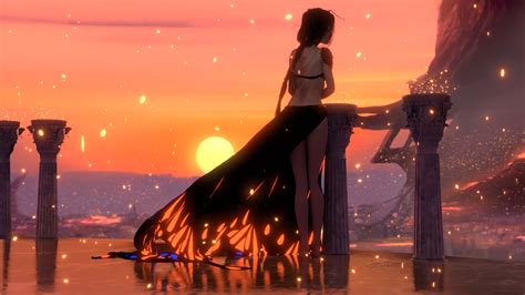 1920x1080 Wlop Anime Girl Sunset 4k Laptop Full Hd 1080p Hd 4k Wallpapers Images Backgrounds