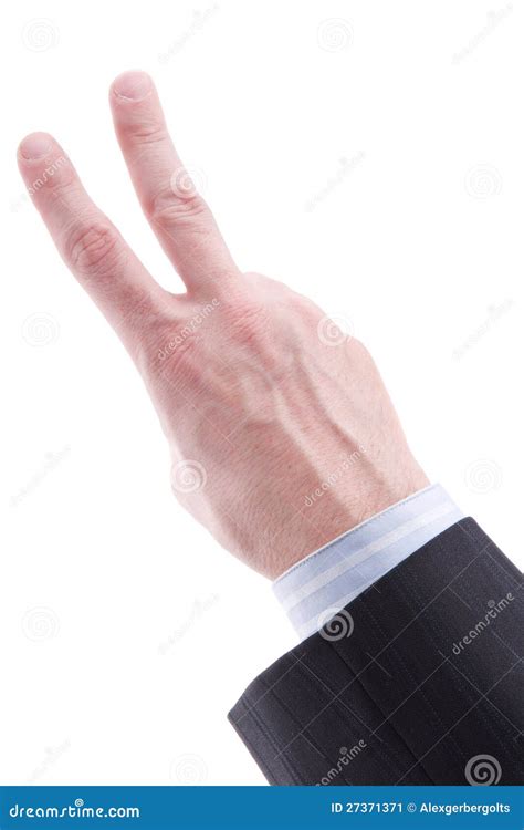 Hand With Two Fingers Up Stock Image Image Of Male Finger 27371371