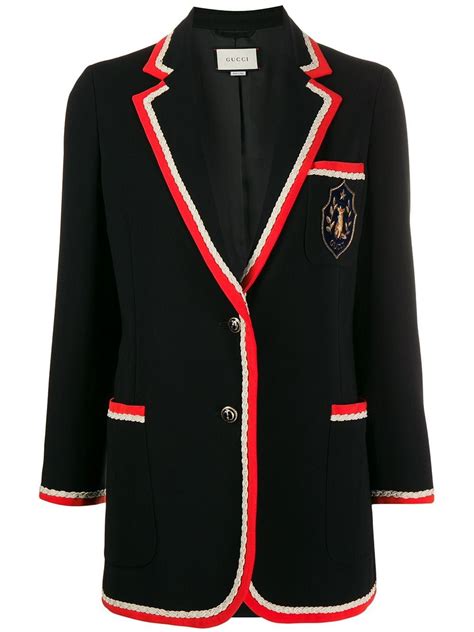 Gucci Contrast Trim Blazer Jacket Black Blazer Jackets Blazer Jacket