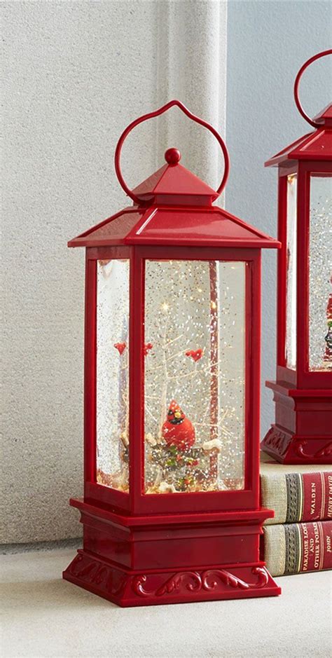 11 Inch Lighted Cardinal Red Water Lantern Battery Operated 68564