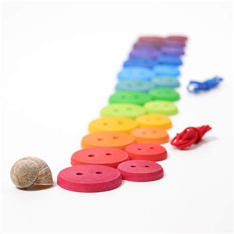 Grimms Rainbow Threading Game Large Buttons From Oskars Wooden Ark
