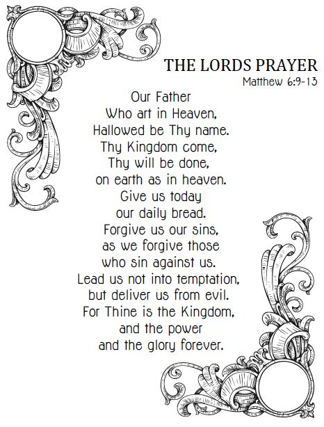 Lordsprayercatholicprintableforkids The Lords Prayer Our
