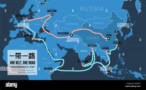 One Belt One Road New Chinese Trade Silk Road Vector Map Infographics