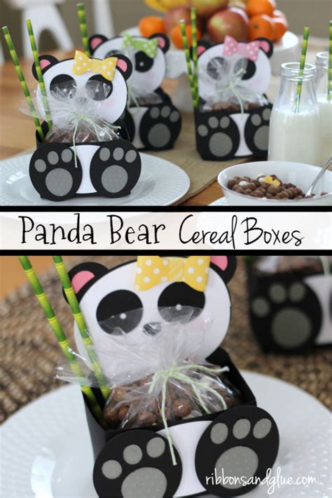 The Panda Bear Treat Boxes Are Decorated With Black And White Polka Dots