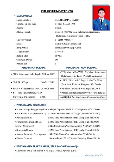 Contoh Curriculum Vitae Yang Baik Dan Benar Berbagai Profesi