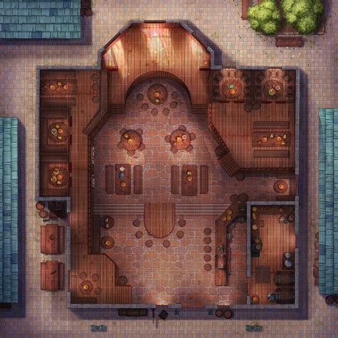 Artstation D D Map Grand Tavern Jenny Harder Fantasy Inn Fantasy Places Fantasy Battle