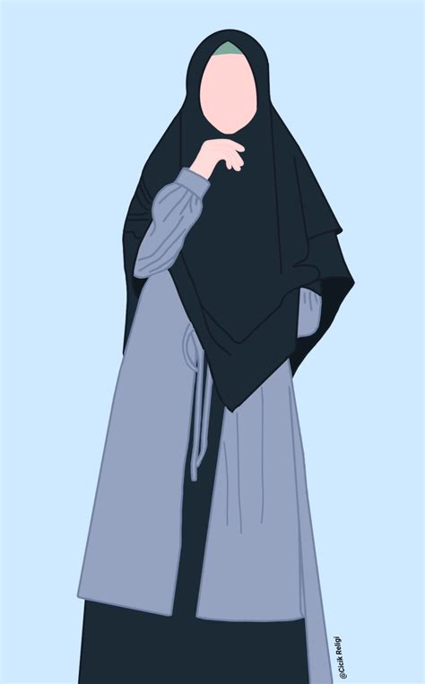 Pakaian Syari Kartun Hijab Ilustrasi Karakter Gambar