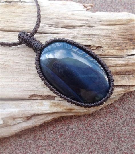 Blue Tiger Eye Pendant Necklace Success Good Fortune Stone Etsy