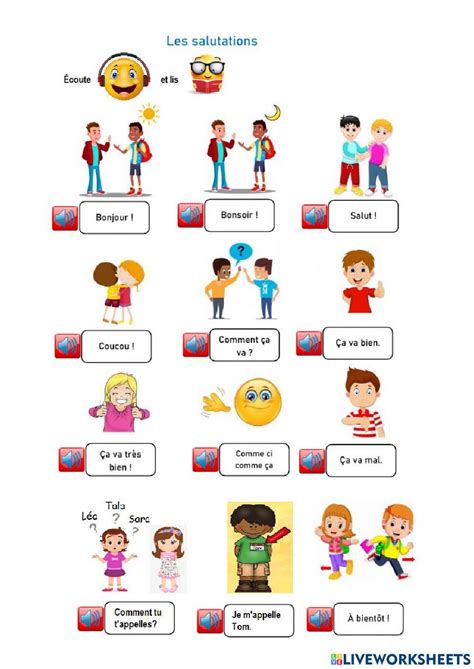 Les Salutations Interactive Activity For G 4 You Can Do The Exercises