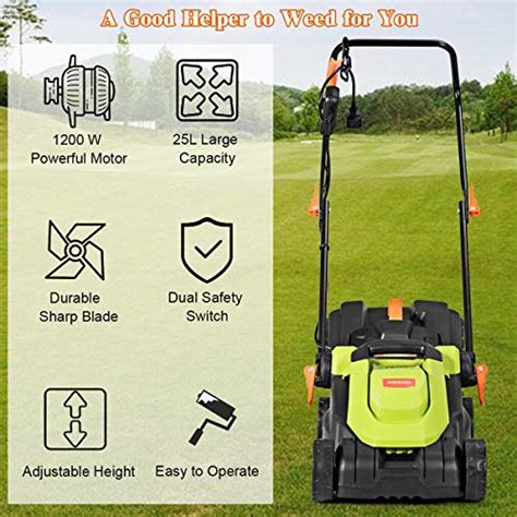 Goplus Electric Lawn Mower 14 Inch Corded Grass Cutting Machine With