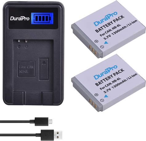 Durapro Packs NB L NB LH Batteries LCD USB Charger For Canon