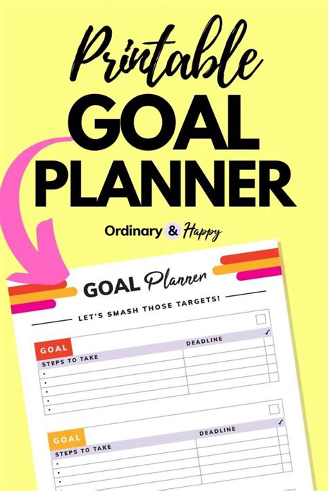 Personal Goal Planner Printable To Organize Your Life Ordinary And Happy